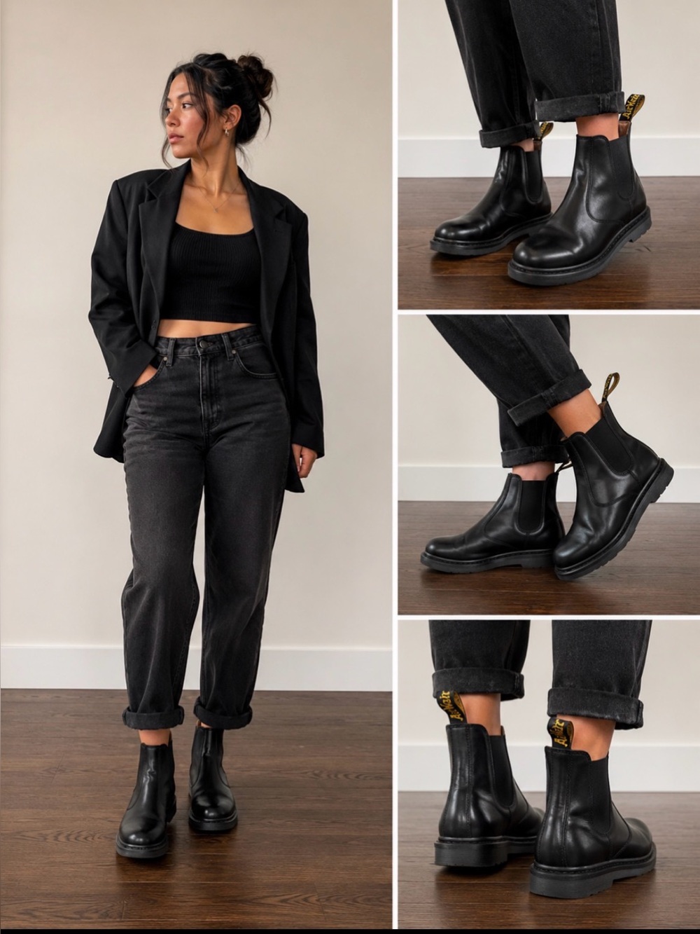 Dr. Martens Air Wear Black Leather Chelsea Boots - Slip-On Workstyle